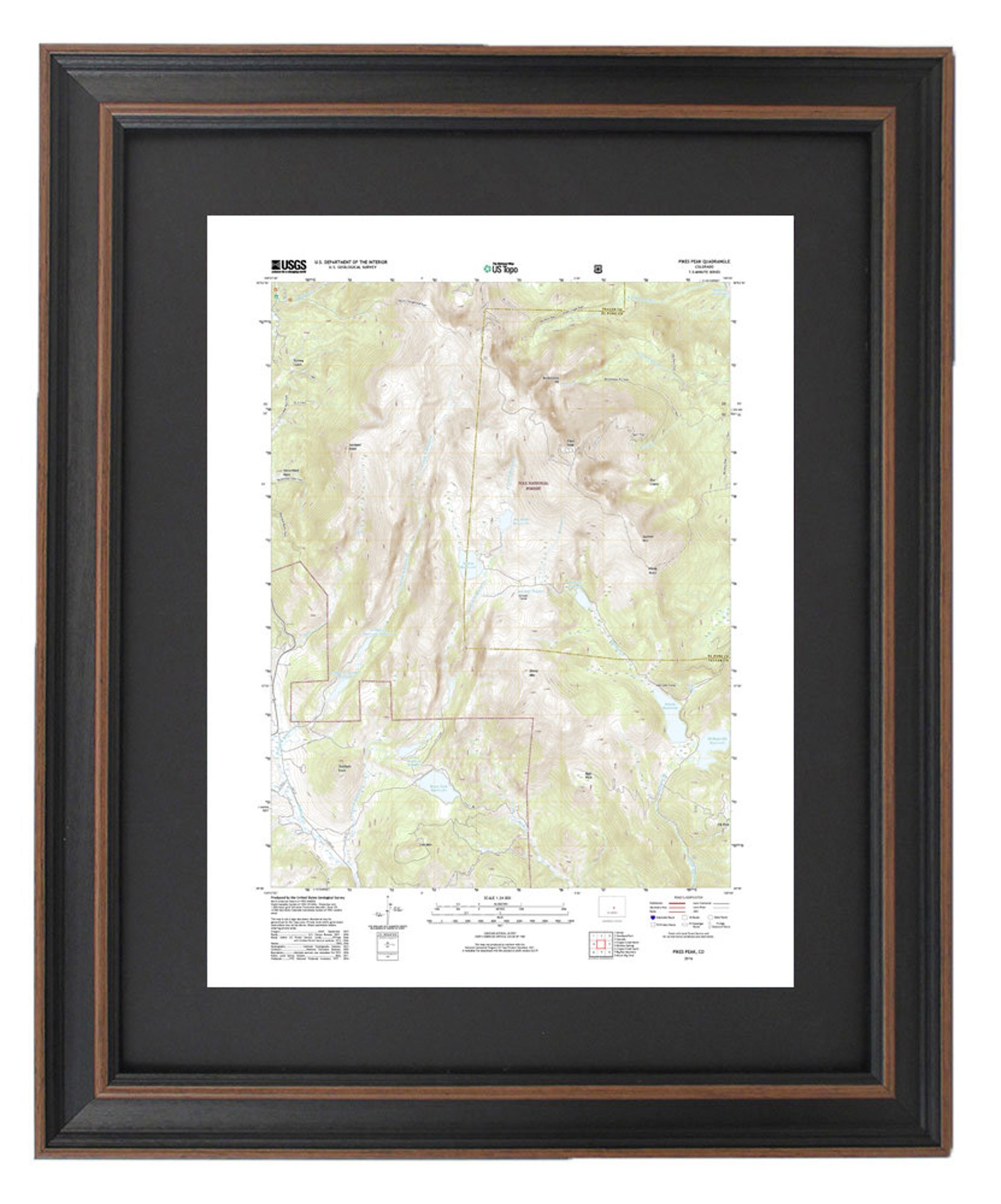 Framed Topographic Maps Pikes Peak Colorado Gift for Etsy