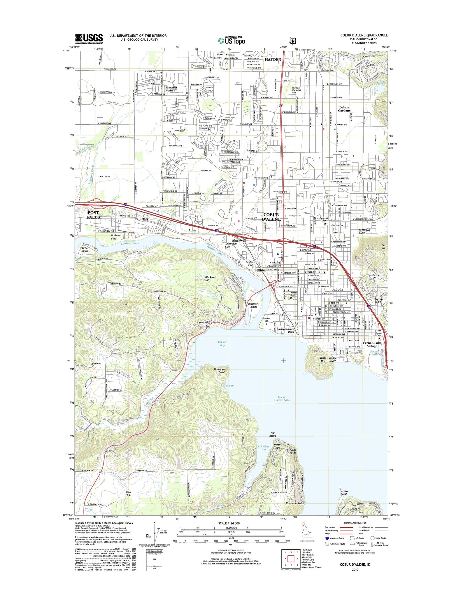Framed Topographic Maps Coeur D'alene Idaho Gift for Etsy