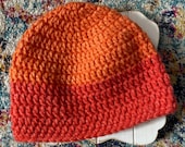 0-6 month handmade crochet coral pink orange two tone hat with