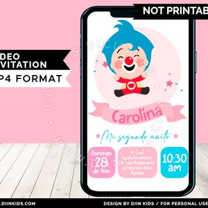 Plim plim Invitation animée en anglais ou en espagnol , Plim plim Vidéo, Carte vidéo, Vidéo personnalisée, Plim plim invitation Anniversaire