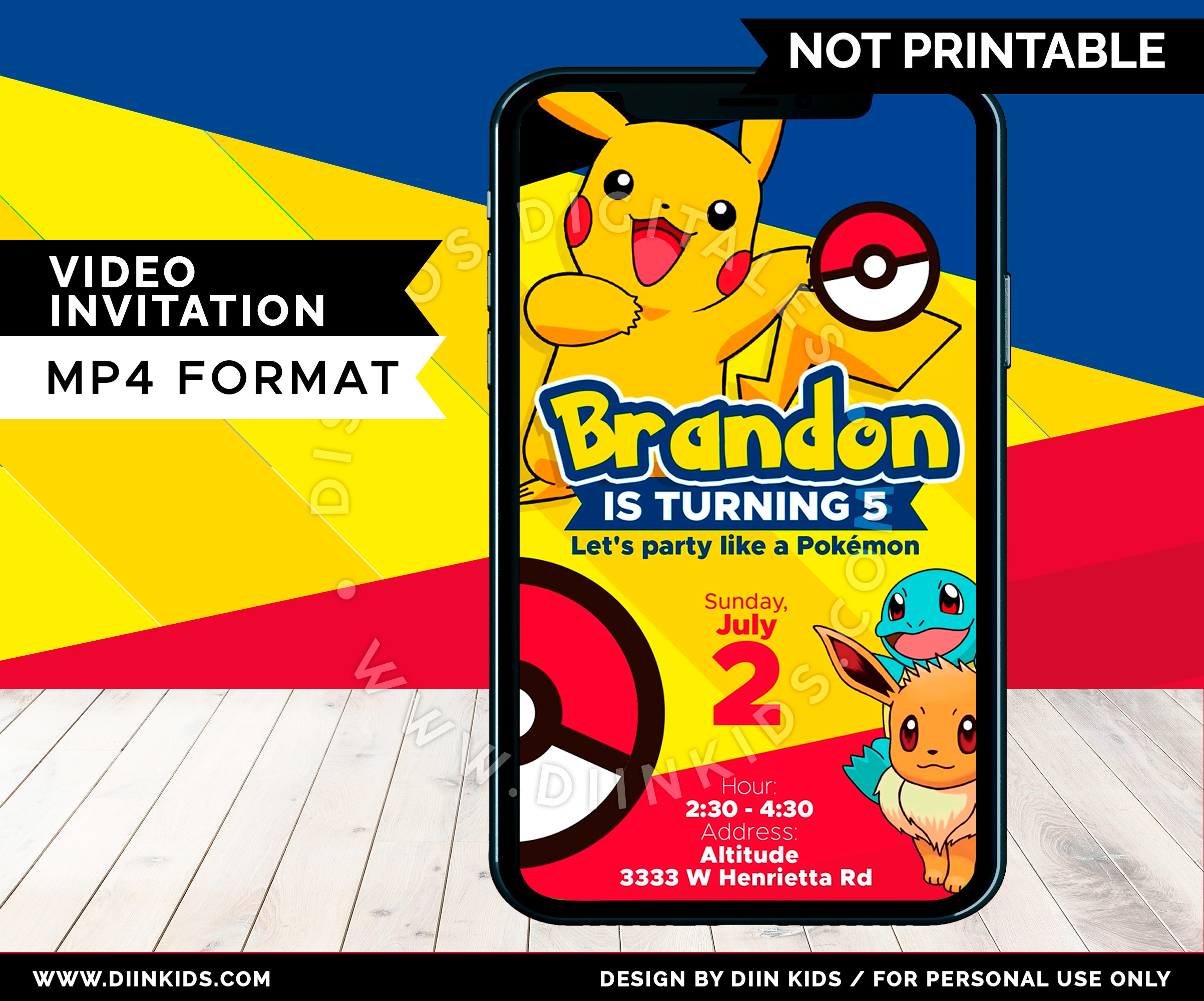 Pokemon video Invitation pokemon birthday party pokemon themed party pokemon animated invitation pikachu invitation