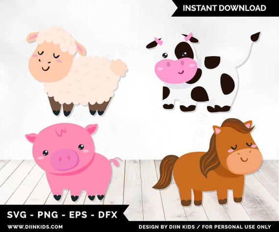 Download Farm Animal Svg Barnyard Animals Svg Animal Cut Files Farm Etsy