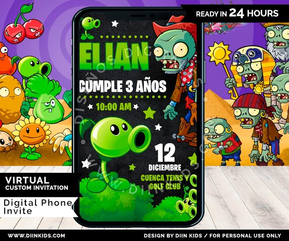 Plants Vs Zombies Invitation Plants Vs Zombies Birthday Party - Etsy