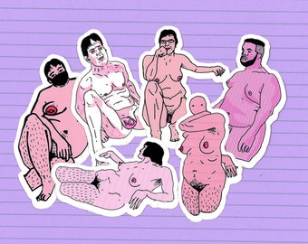 Sticker Pack • Body Positive Pink Nudes • Erotic Feminist Art