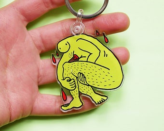 Keychain • Naked Blood Shower • Erotic Feminist Art