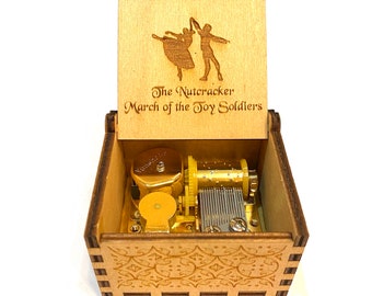 March of the Toy Soldiers Nutcracker Wooden Music Box Wind up Hand crank Version Custom Engraving Gift for Classical Music lover Etsy