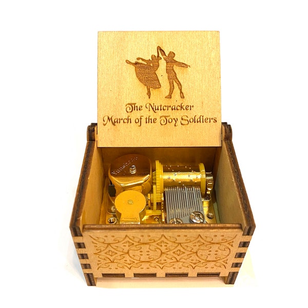 March of the Toy Soldiers | Nutcracker | Wooden Music Box | Wind-up & Hand-crank Version | Custom Engraving | Gift for Classical Music-lover