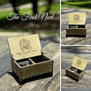 La Primera Navidad / Caja de Música de Madera / Compartimento de Recuerdo / Modelo de Cuerda y Manivela / El Regalo de Navidad Perfecto para los Fieles