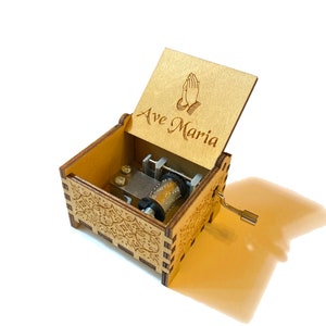 Ave Maria | Wooden Music Box| Wind-up & Hand-crank Versions | Custom Engraving | Perfect for Classical Music Lovers | Gounod | Schubert
