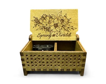 Spring by Vivaldi Wooden Music Box | Keepsake Compartment | Bespoke Gift for the Classical Music Lovers