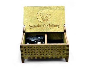 Schubert's Lullaby Music Box | Custom Engraving | Keepsake Compartment | Wind-up & Hand-crank Version | Gift for Children | Classical Music