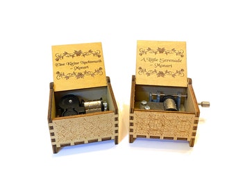 A Little Serenade Mozart | Wooden Music Box | Wind-up & Hand-crank Versions | Custom Engraving | The Perfect Gift for Classical Music Lovers