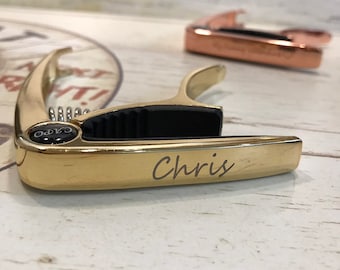 Gepersonaliseerde spiegelgitaarcapo, aangepast bericht, gratis gravures, perfect verjaardagscadeau voor gitaristen, cadeau voor muzikanten!