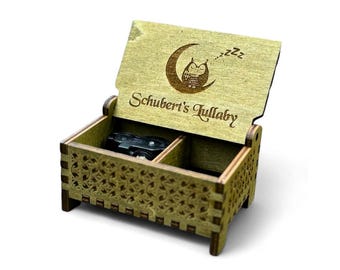 Schubert's Lullaby Music Box | Custom Engraving | Keepsake Compartment | Wind-up & Hand-crank Version | Gift for Children | Classical Music
