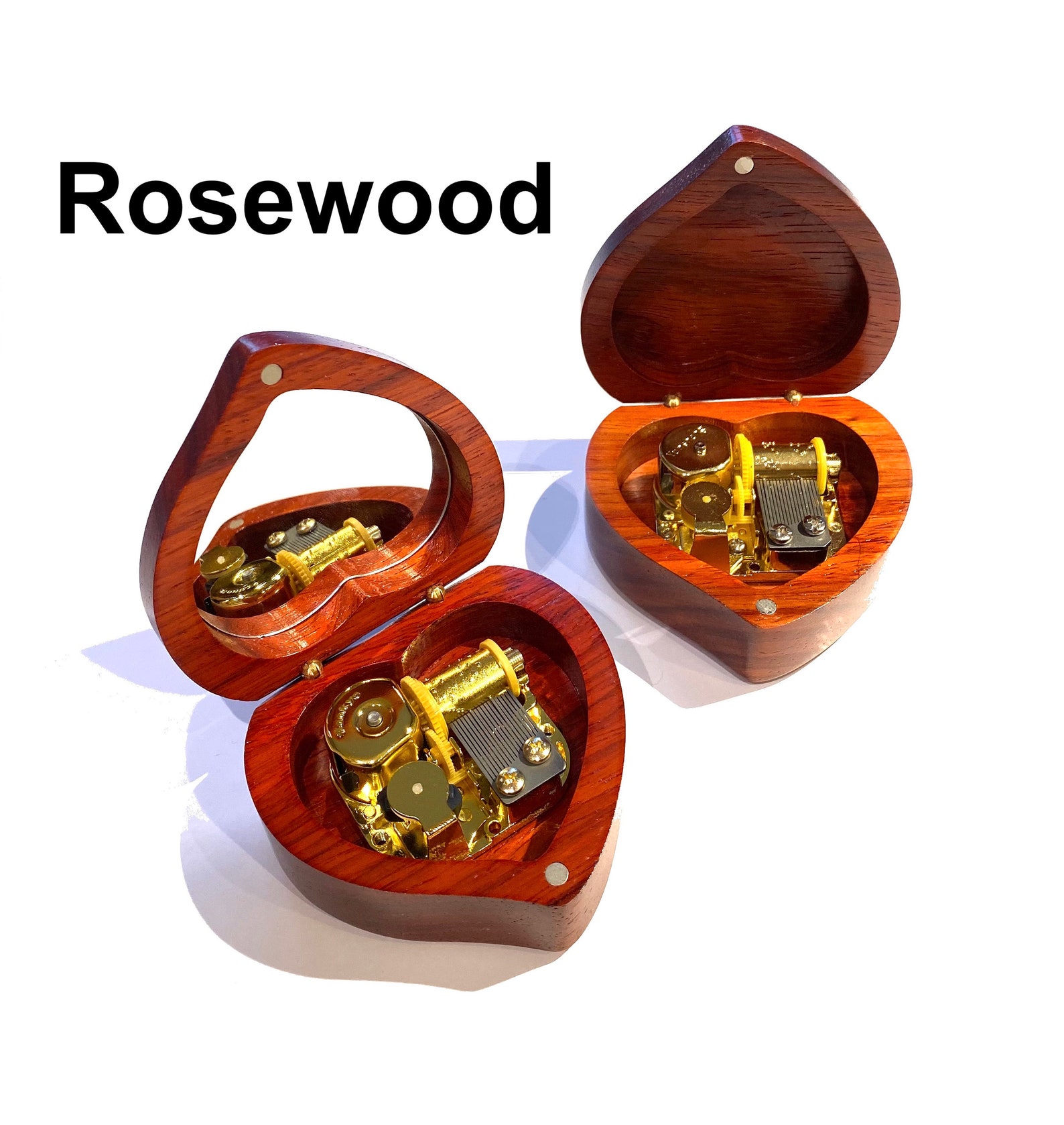 Heartshaped Windup Music Box Walnut Wood Maple Wood Etsy