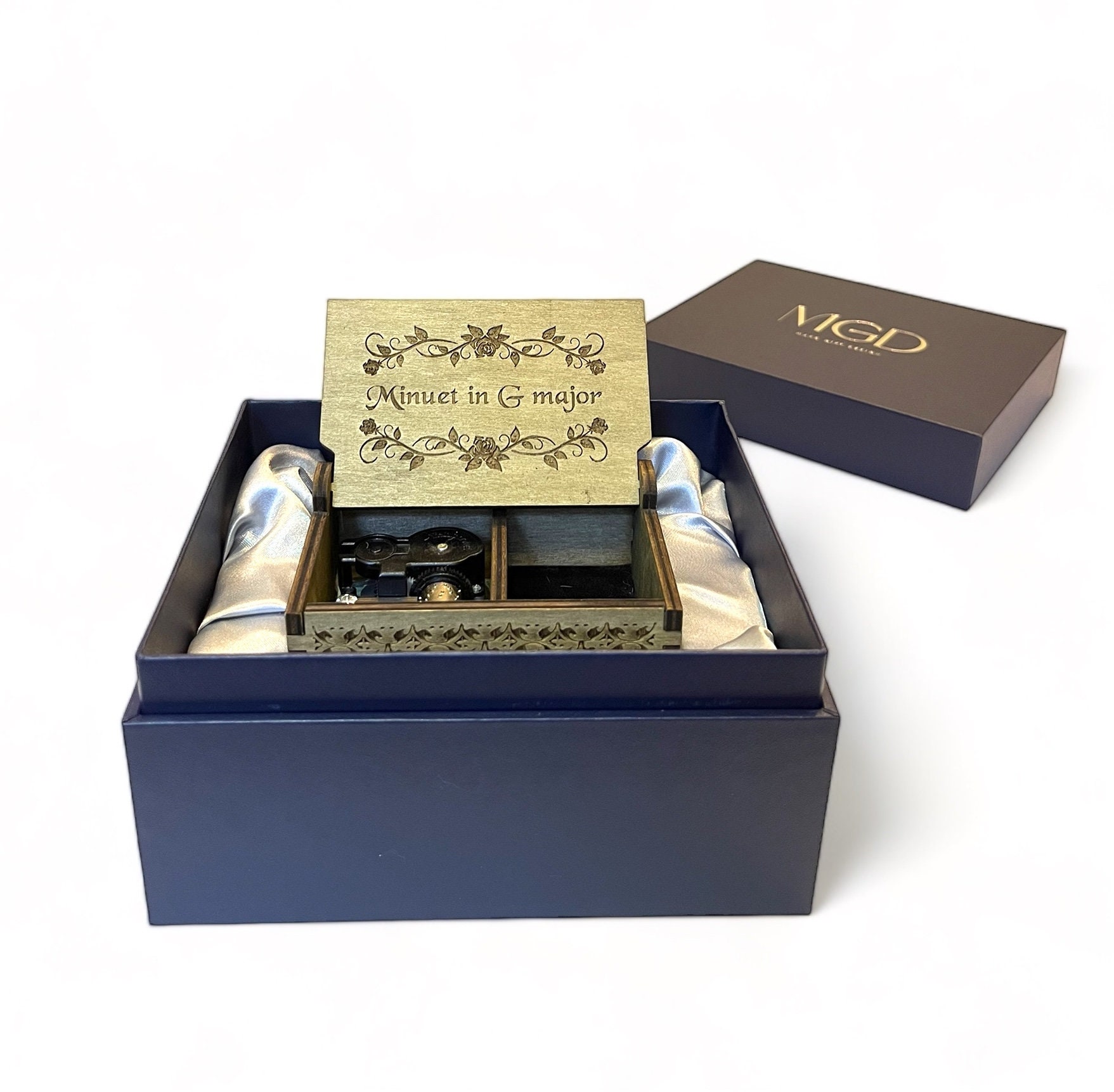 Minuet in G Major (Bach) Music Box | Wind-up & Hand-crank Model | Custom Engraving | Perfect Gift for Classical Music Lover
