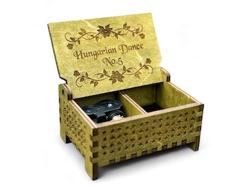 Hungarian Dance No.5 Wooden Music Box | Custom Engraving | Wind-up & Hand-crank Model | Custom Engraving | Gift for Classical Music-Lovers