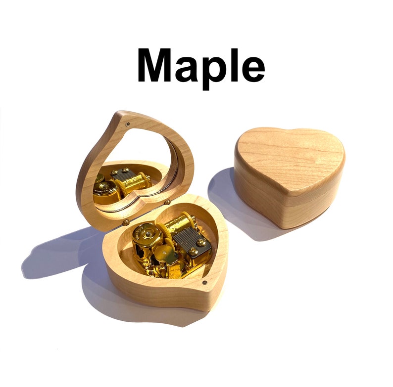Heartshaped Windup Music Box Maple Wood Rosewood Etsy