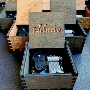 Rustic Antique Wind-up Wooden Music Box | Custom Engraving | Selection of Over 100 All-time-Favorite Pop-jazz Classics | Free Gift Box |