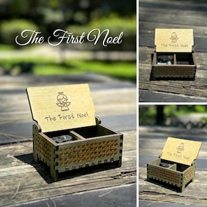 La Primera Navidad / Caja de Música de Madera / Compartimento de Recuerdo / Modelo de Cuerda y Manivela / El Regalo de Navidad Perfecto para los Fieles