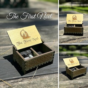 La Primera Navidad / Caja de Música de Madera / Compartimento de Recuerdo / Modelo de Cuerda y Manivela / El Regalo de Navidad Perfecto para los Fieles