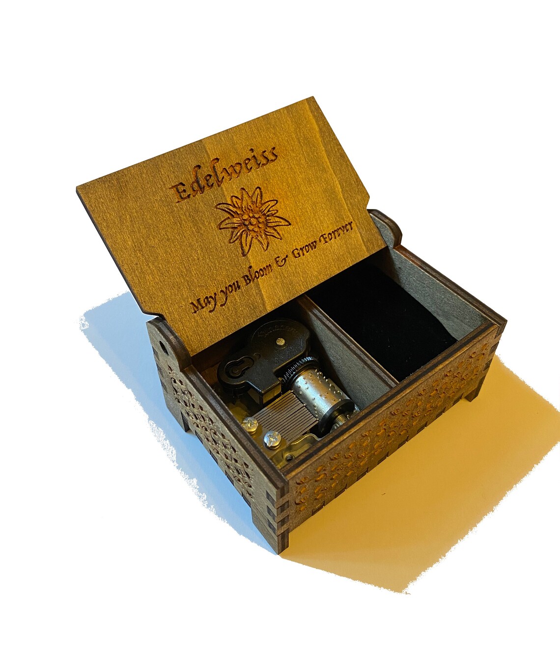 Edelweiss Wooden Music Box Keepsake Compartment Windup & Etsy
