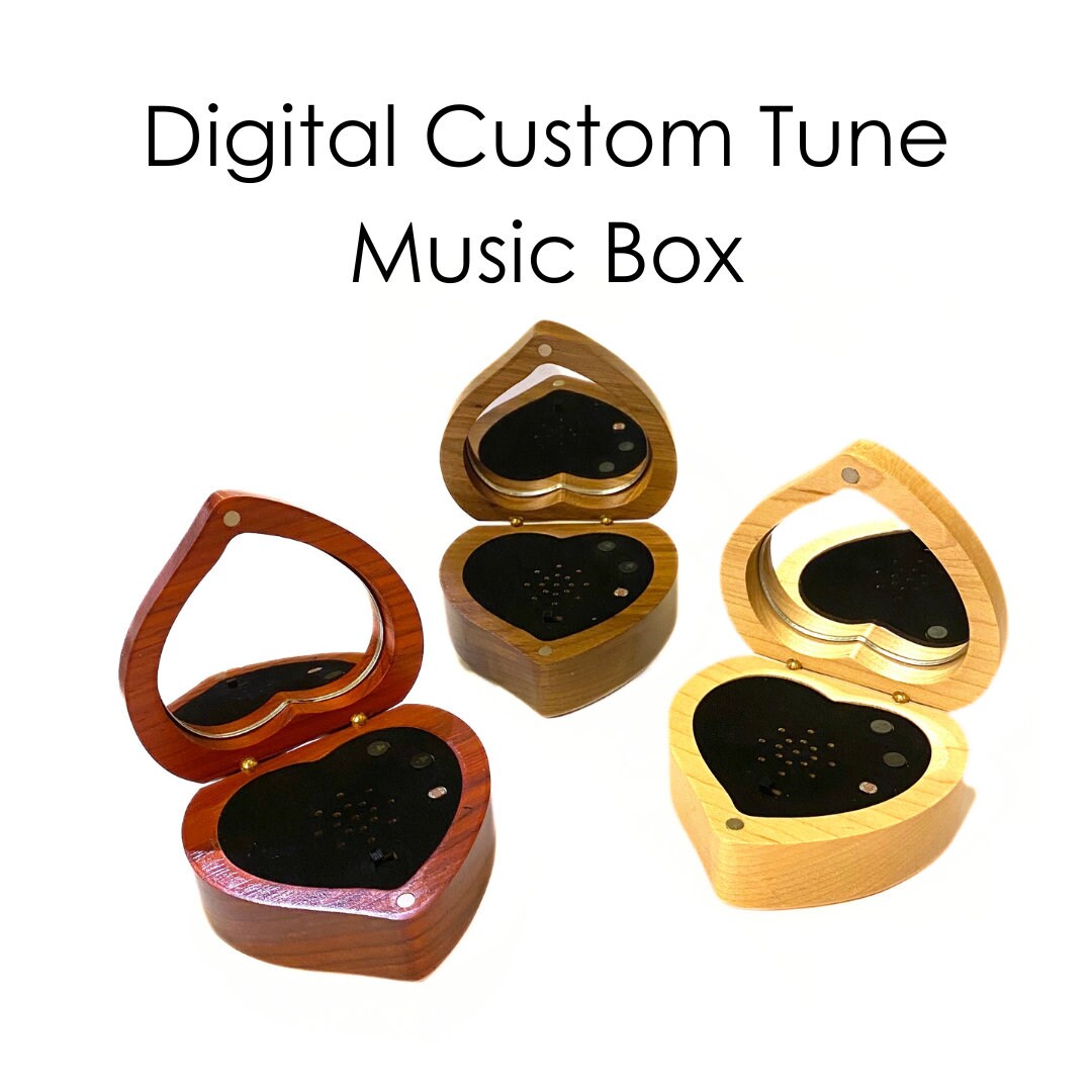 Heart Shape Digital Music Box Custom Song Maple Walnut Etsy