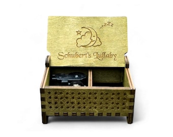 Schubert's Lullaby Music Box | Custom Engraving | Keepsake Compartment | Wind-up & Hand-crank Version | Gift for Children | Classical Music