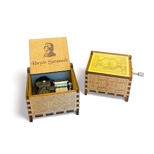 Haydn Serenade Mozart | Wooden Music Box | Wind-up & Hand-crank Versions | Custom Engraving | The Perfect Gift for Classical Music Lovers