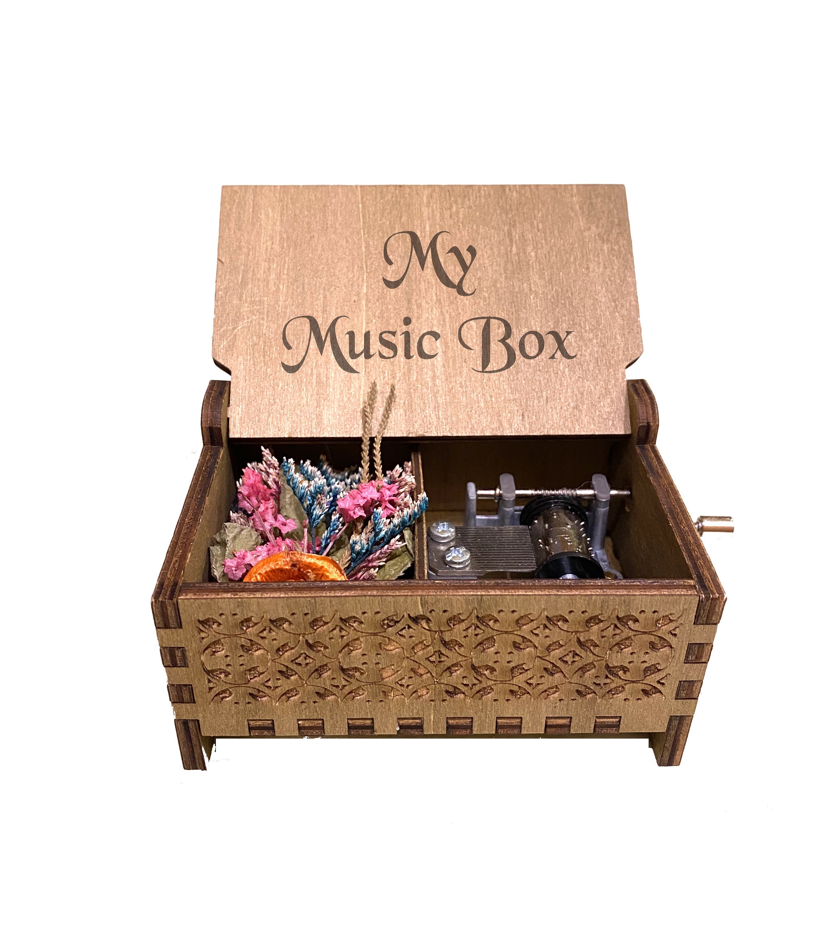 Wooden Handcrank Music Box With Keepsake Compartment Custom Etsy UK