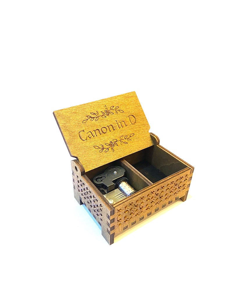 Canon in D Wooden Music Box Keepsake Compartment Windup Etsy