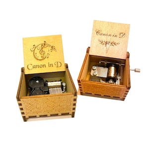 Cânone em Ré | Caixa de música de madeira | Versão com corda e manivela | Gravação personalizada | Caixa de presente grátis | Presente para amantes da música | Música clássica