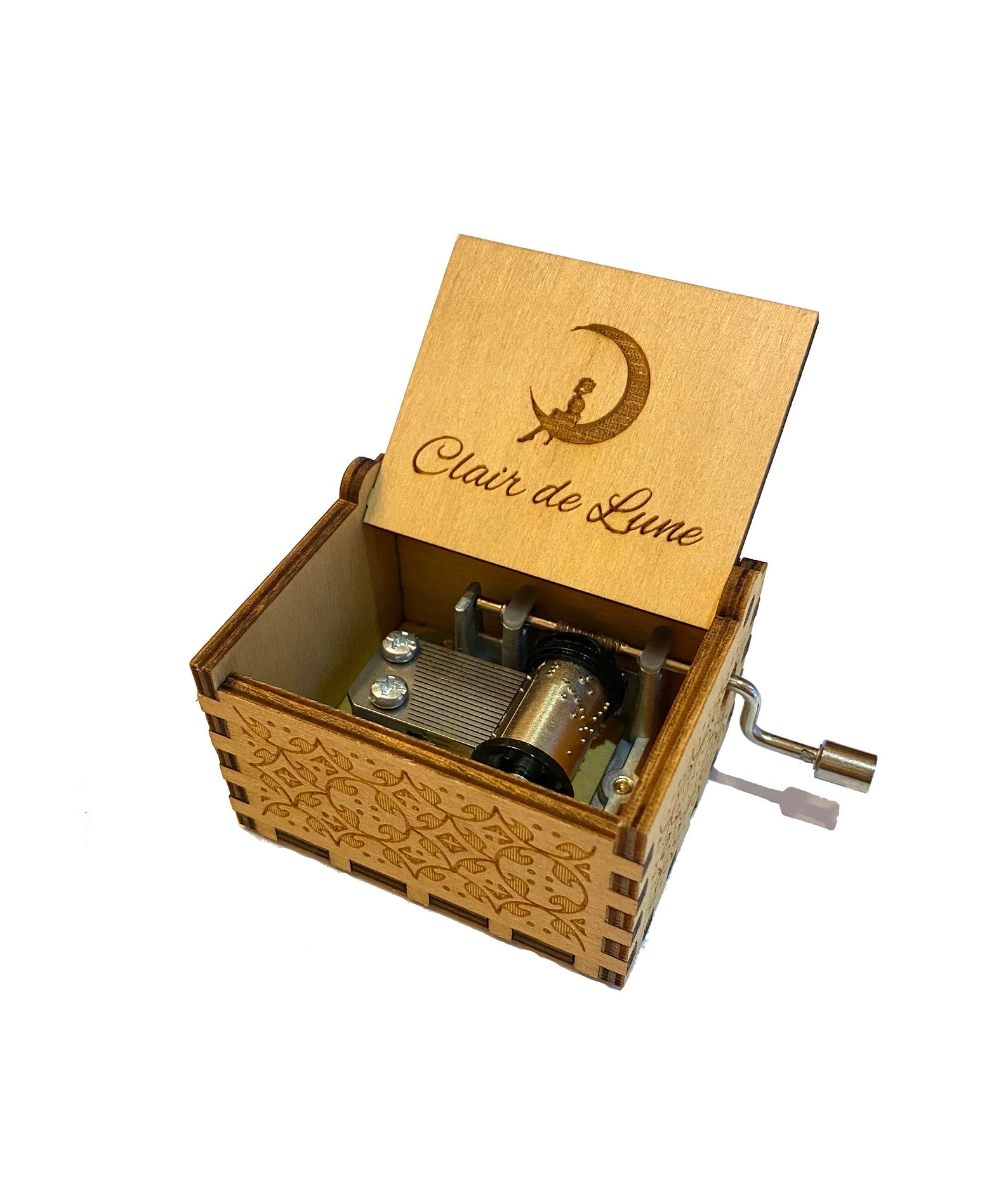 Clair De Lune Tiny Cute Wooden Music Box Handcranked Etsy