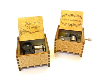 Minuet in G Major | Bach | Wooden Music Box | Wind-up & Hand-crank Versions | Custom Engraving | The Perfect Gift for Classical Music Lovers