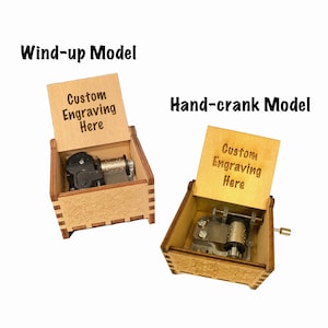 Clair de Lune | Wooden Music Box| Wind-up & Hand-crank Versions | Custom Engraving | Free Gift Box | Perfect Gift for Classical Music Lovers Custom inside of lid