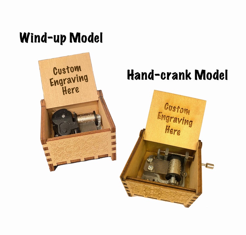 Clair de Lune | Wooden Music Box| Wind-up & Hand-crank Versions | Custom Engraving | Free Gift Box | Perfect Gift for Classical Music Lovers Custom inside of lid