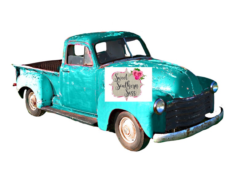 Teal Vintage Truck Digital Download Etsy