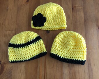 Yellow and Black Beanie Infant | Etsy 
