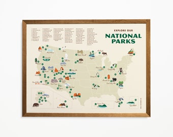 National Parks Illustrated Art Print | 9x12