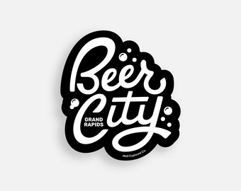 Beer City Grand Rapids Handlettered Vinyl Sticker | 3.5 x 3.5