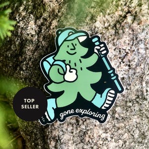 Happy Tree Explorer Vinyl Sticker, Adventurer Gift