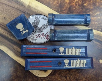 Weber Wooden handle Replacement Set Stained Blue Ash (Red White and Blue)