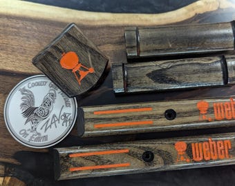 Weber Wooden handle Replacement set Blackout (Orange Fill)