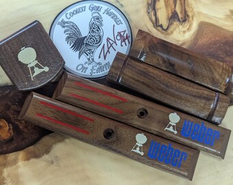 Weber Wooden handle Replacement Set Walnut (Red White and Blue)