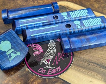 Weber Holzgriff Standard Ersatzheft (blau gebeizter Tigerahorn)