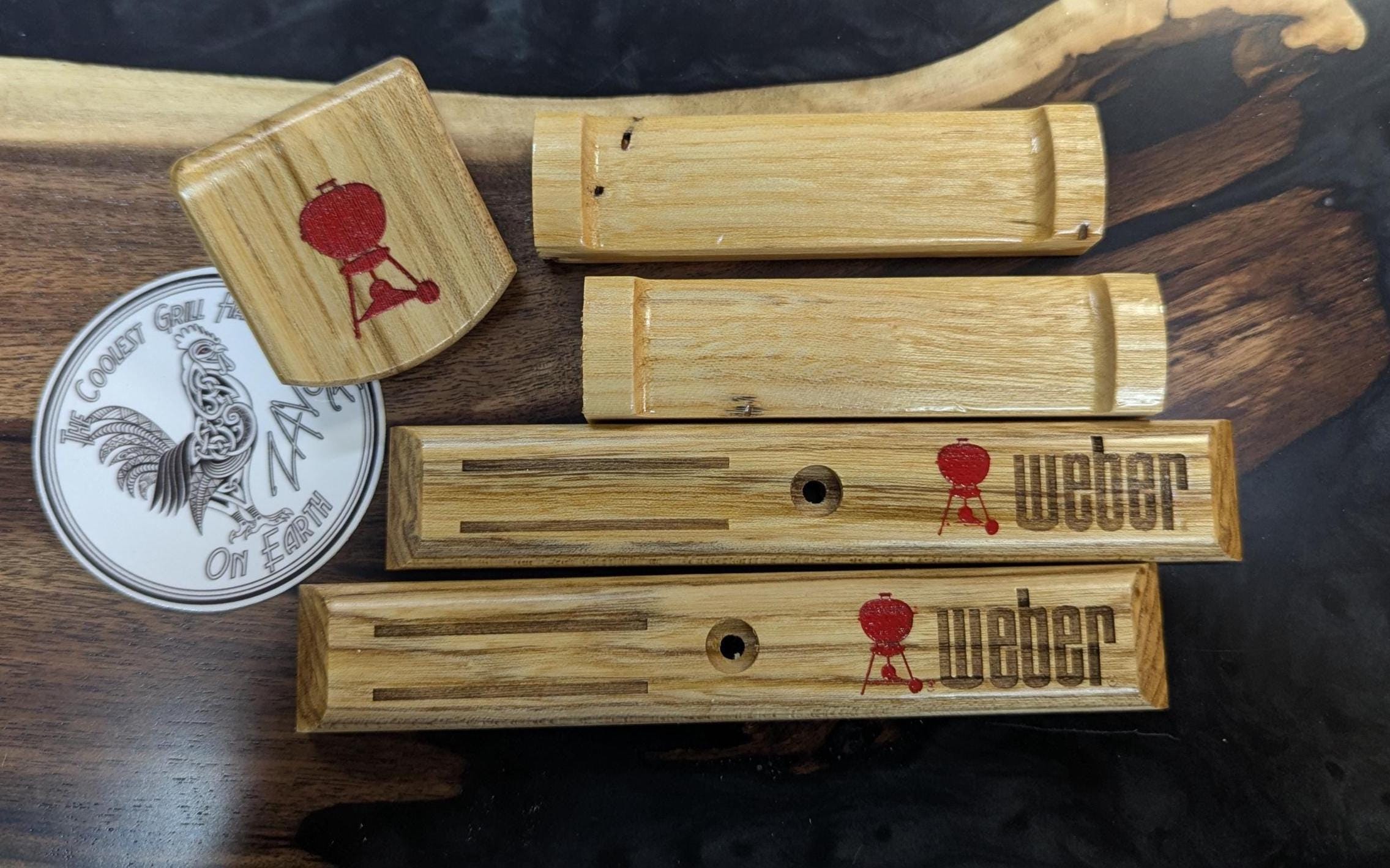Weber Wooden Handle Replacement Set Spalted Hackberry (red and