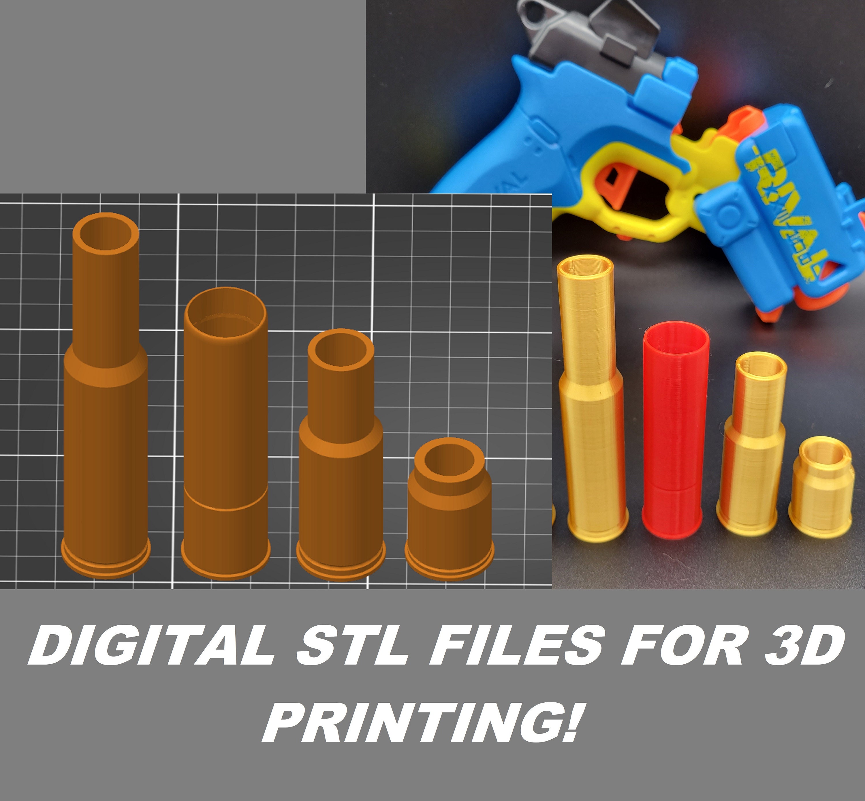 STL Digital Files For 3d Printing: For Nerf Rival Pilot Blaster Multi Shell Pack! Mega, Short Dart, Shotgun, Full Shells Mod Rounds Toy Gun