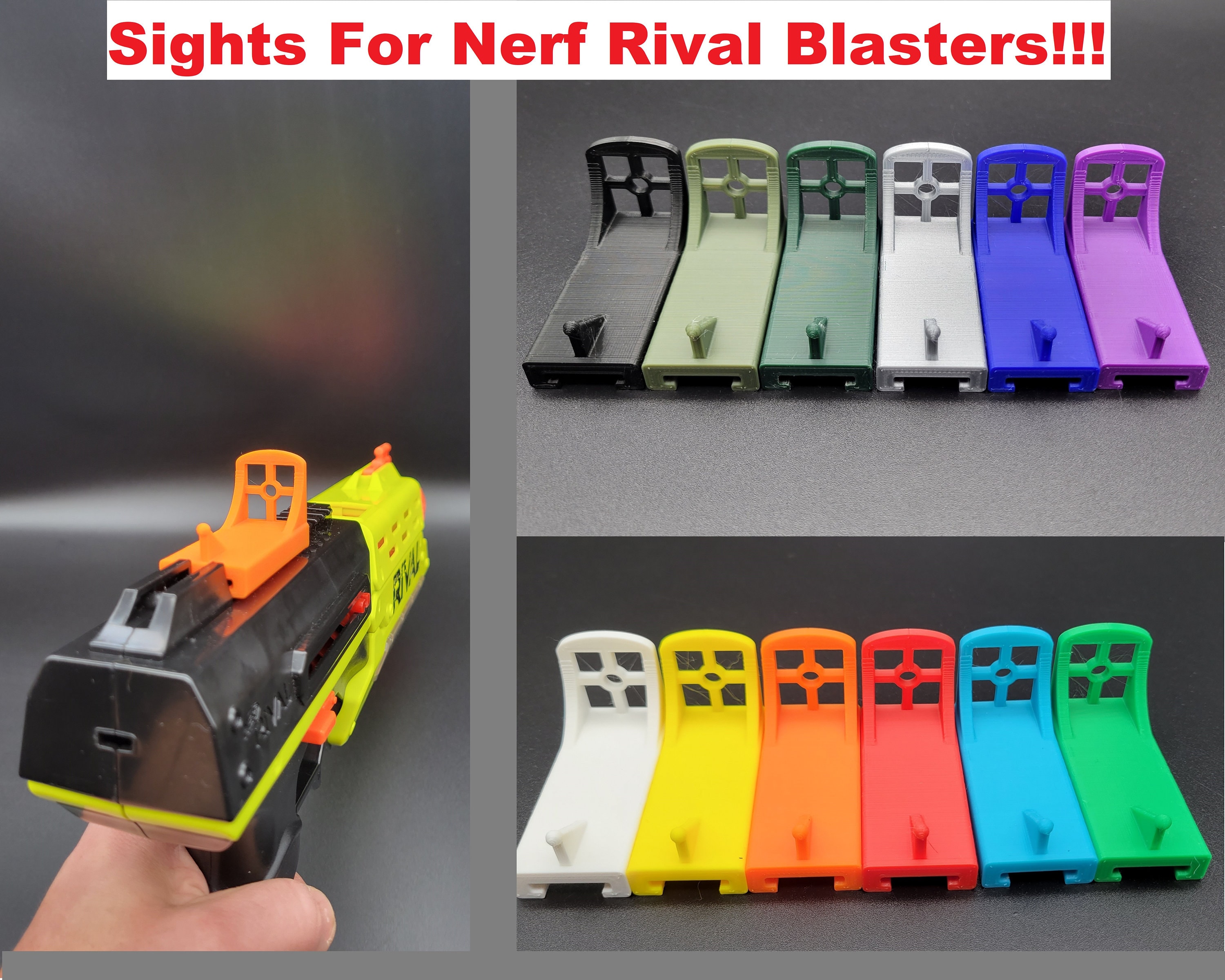 3D Printed -- Nerf Ring and Pin Sight (Set) for Nerf Dart Gun Blaster