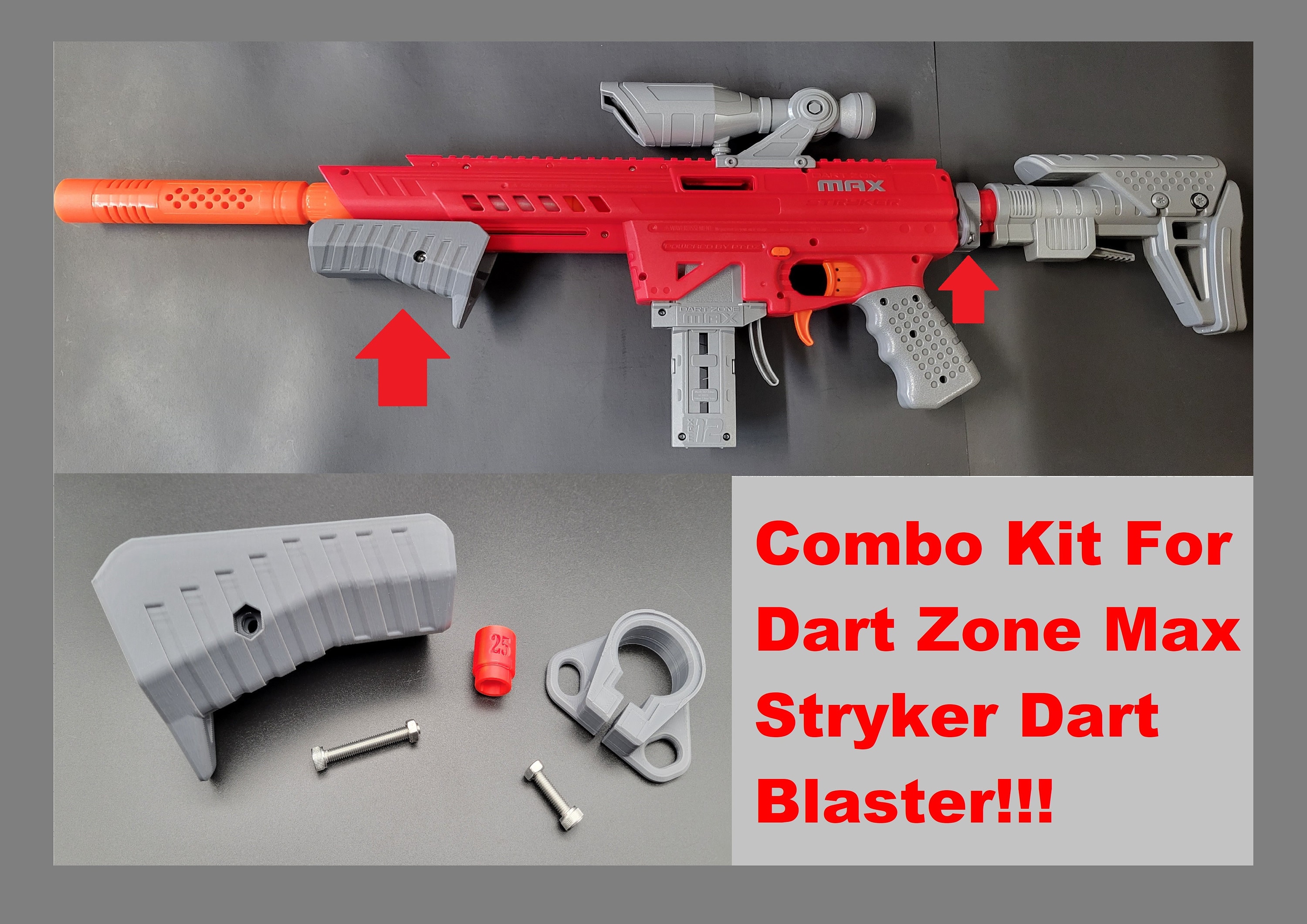 Upgrade Kit for Dart Zone Max Stryker Blaster With: Front