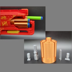 For Nerf Hammershot Or Sweet Revenge / Ninja Turtle Blaster - Classic 7 Round Cylinder Mod Kit Custom Color Metallic Copper!